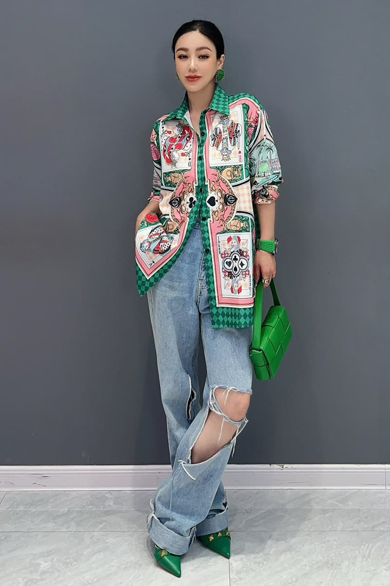 柄シャツ トランプ花札混在柄シャツ