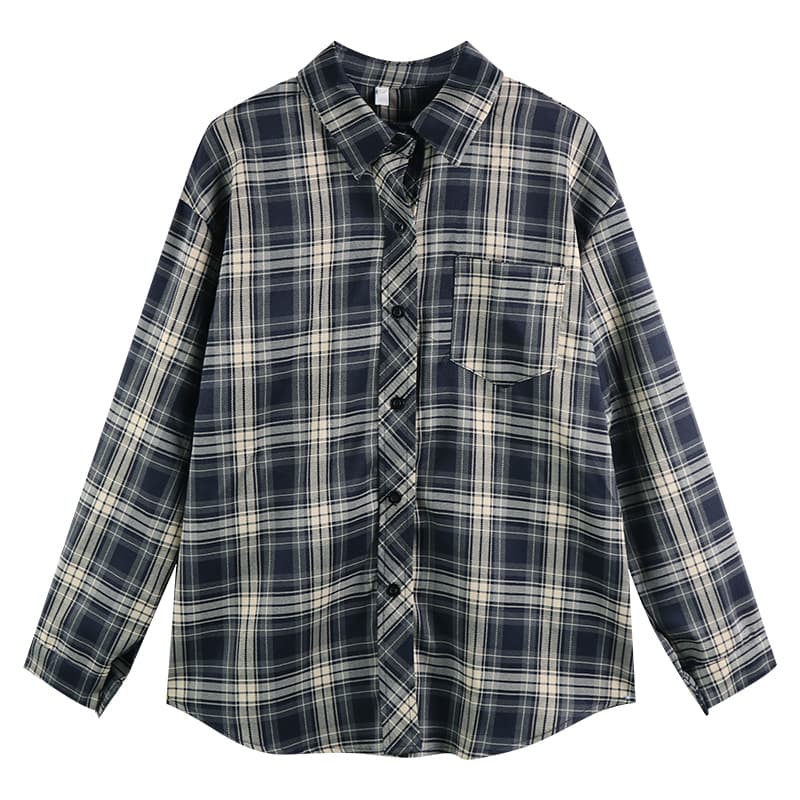 柄シャツ クラシック格子オーバーシャツ