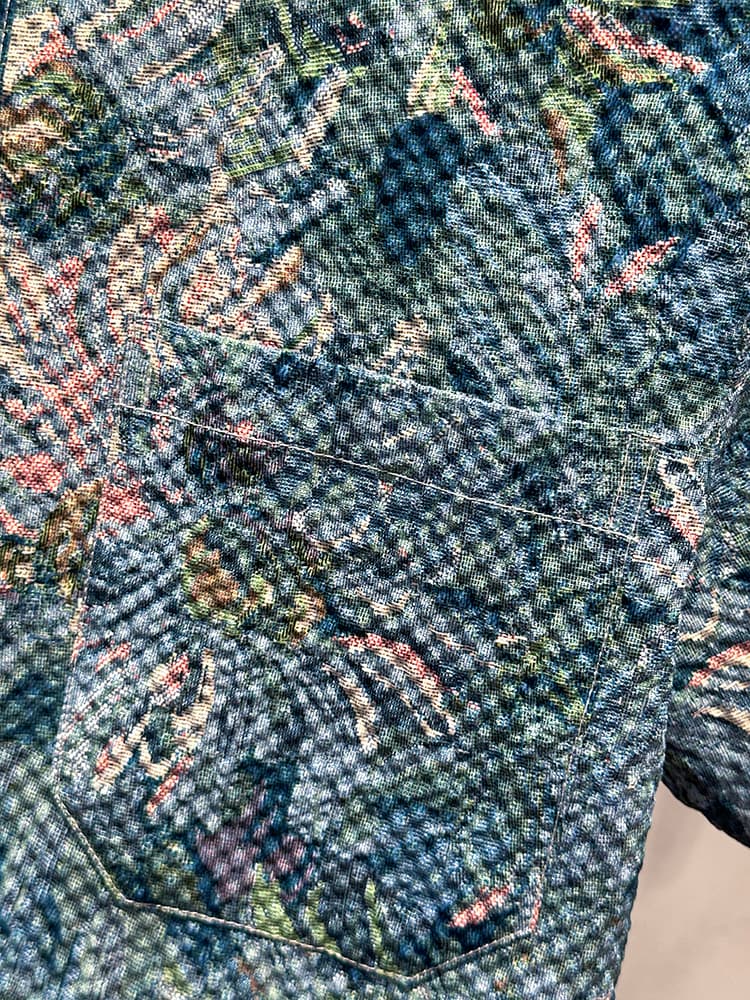 柄シャツ 水彩花園メッシュ半袖シャツ
