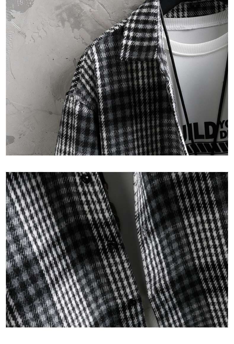柄シャツ レトロ調ゆったりチェックシャツ