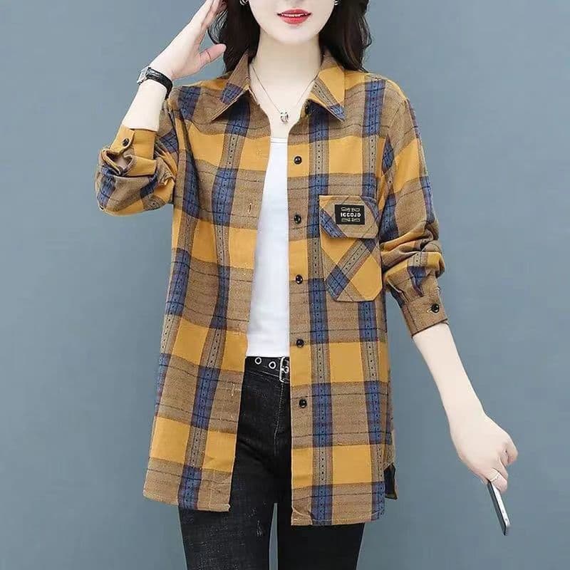 柄シャツ クラシカルチェックゆったりシャツ