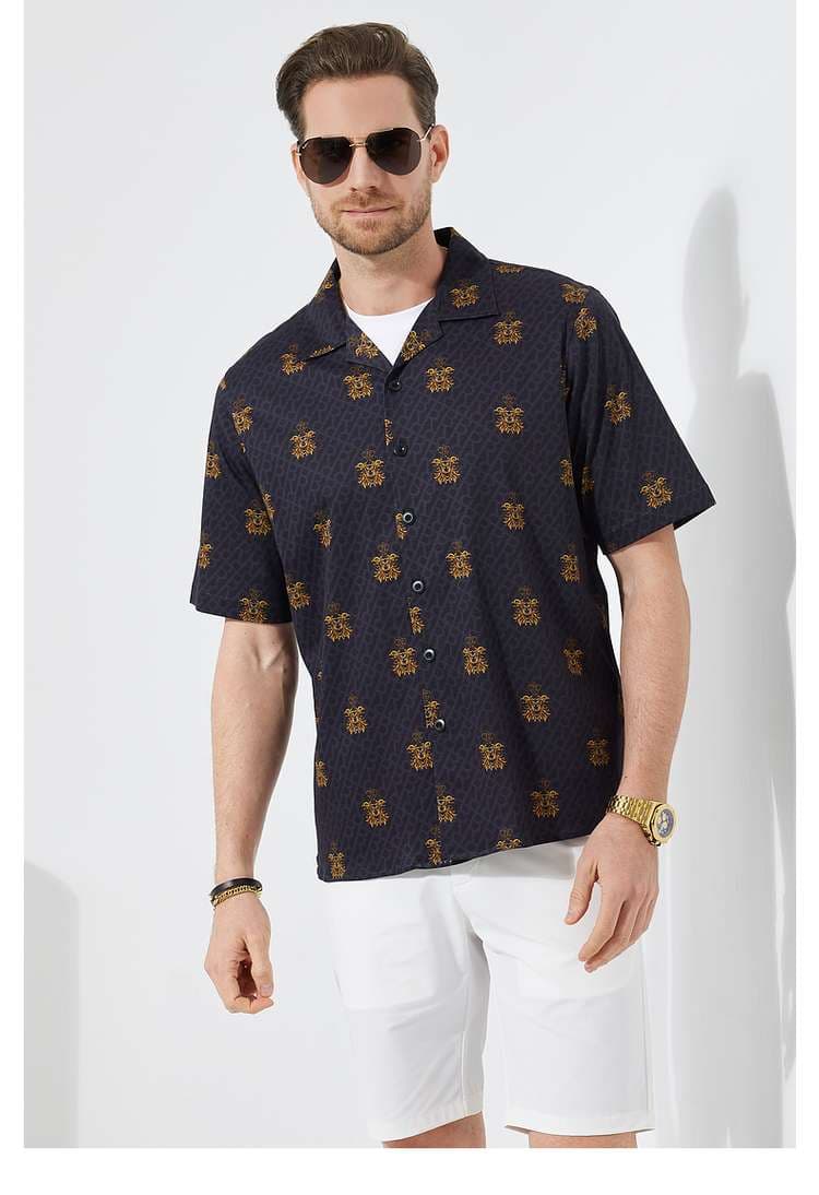 夏の楽園 ヤシの木柄シャツ