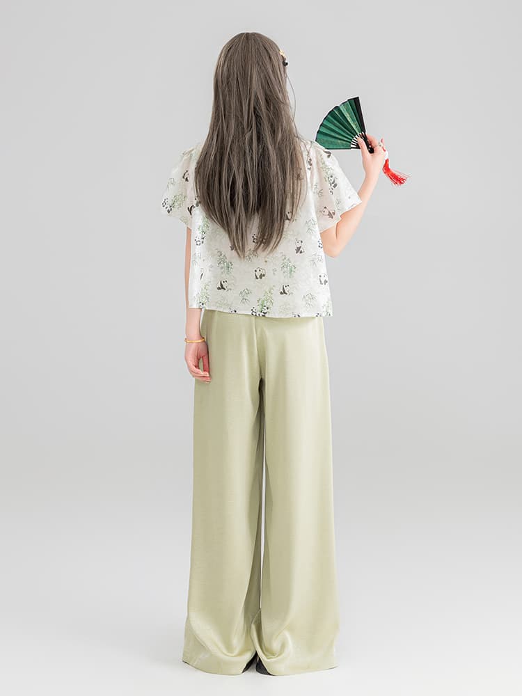 柄シャツ パンダ竹林 なごみ総柄シャツ