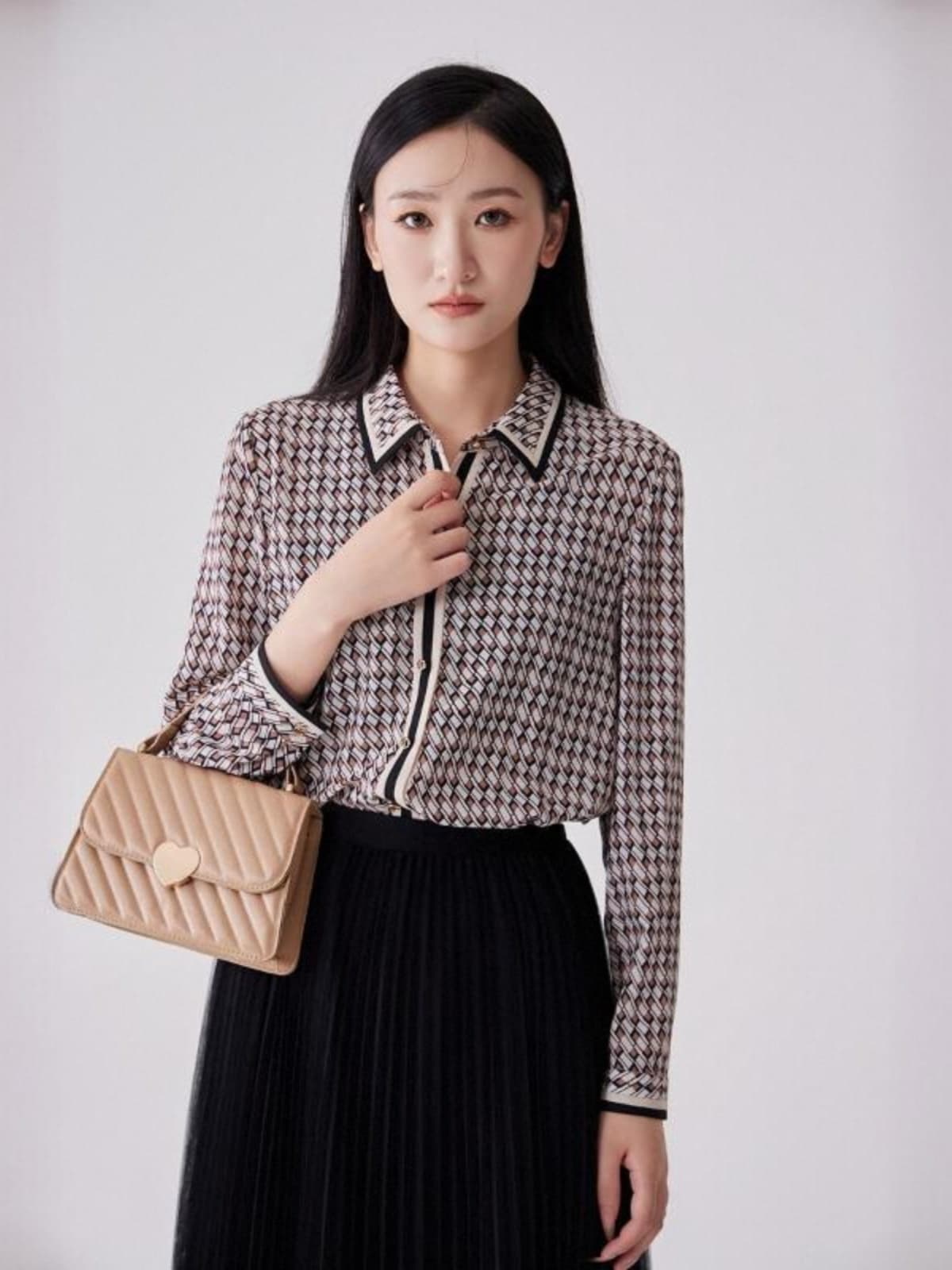 柄シャツ 柄シャツ 格子模様ストライプシャツ