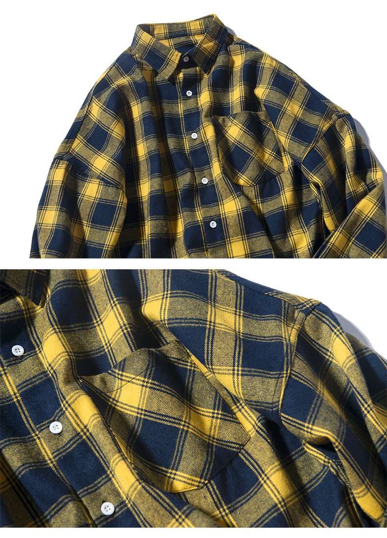チェック柄シャツ ゆったりシルエット チェック柄 長袖シャツ
