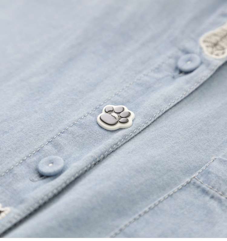 柄シャツ お昼寝猫さんシリーズ 胸ポケット刺繍シャツ