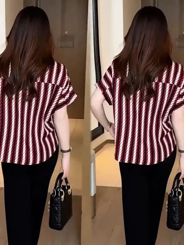 柄シャツ 洗練ストライプゆったりシャツ