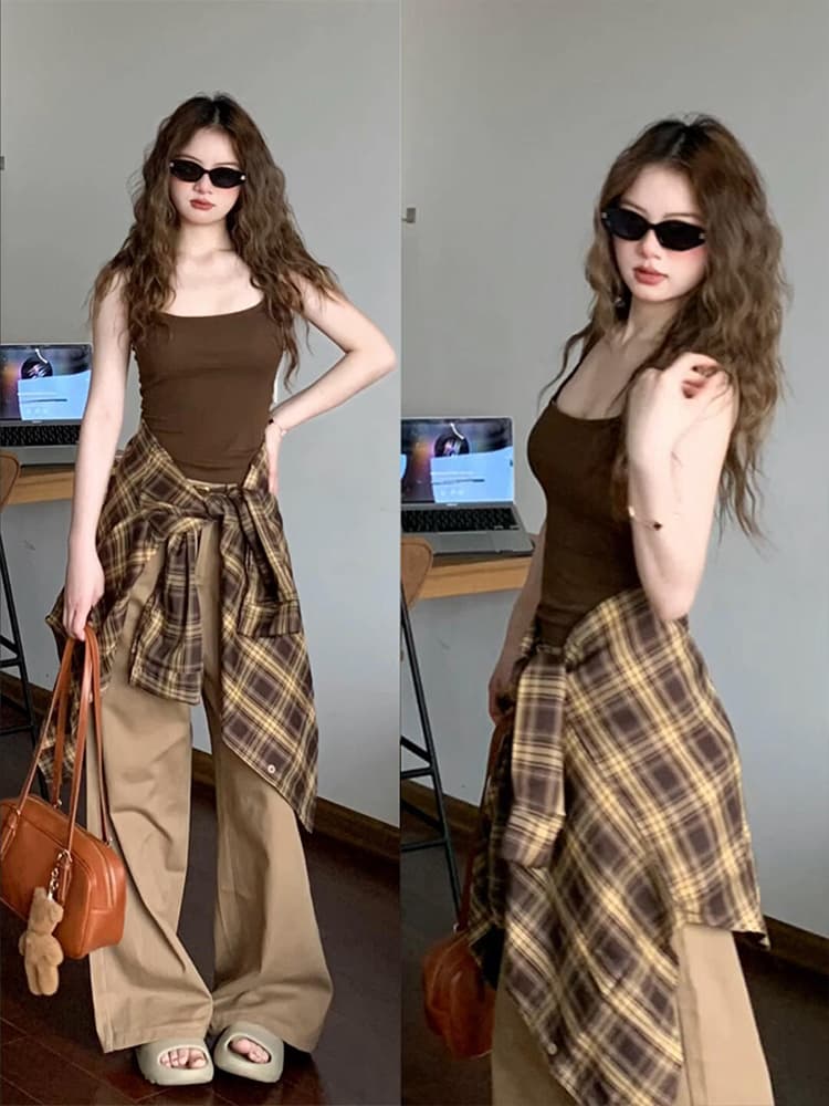 柄シャツ 柄シャツ クラシック格子模様シャツ