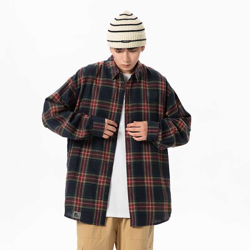 チェック柄シャツ　クラシック オーバーサイズ 柄シャツ