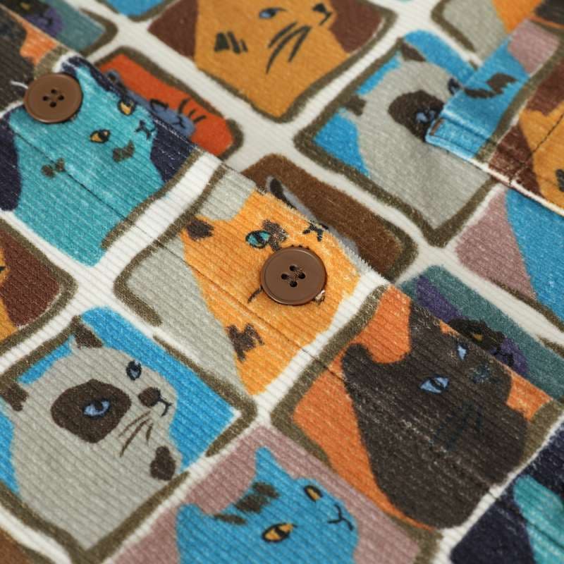 猫柄シャツ キュートな表情猫づくしシャツ