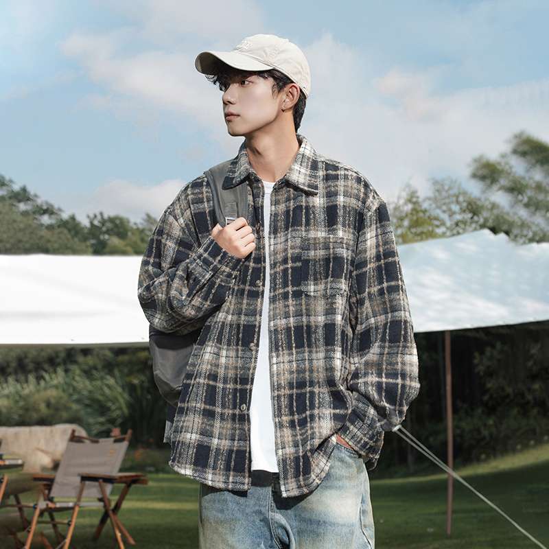 チェック柄シャツ　ゆるふわ カジュアル 柄シャツ メンズ レディース