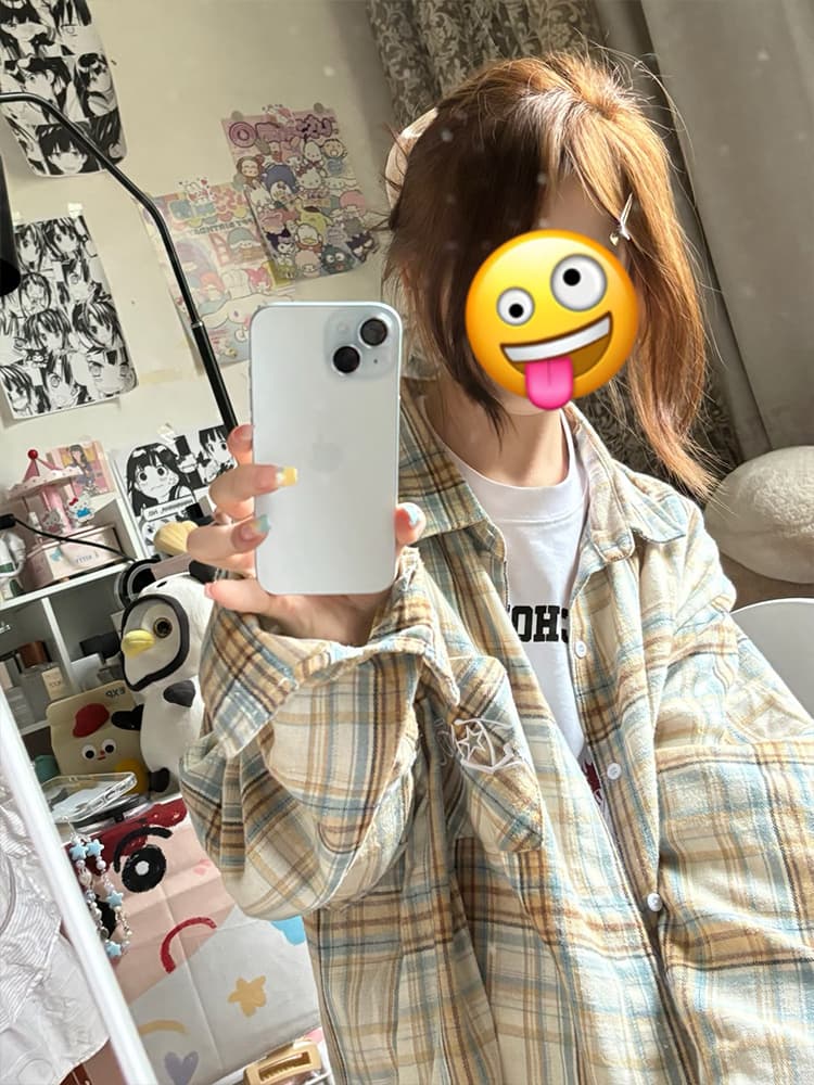 柄シャツ 柄シャツ 優しい肌触り格子模様シャツ