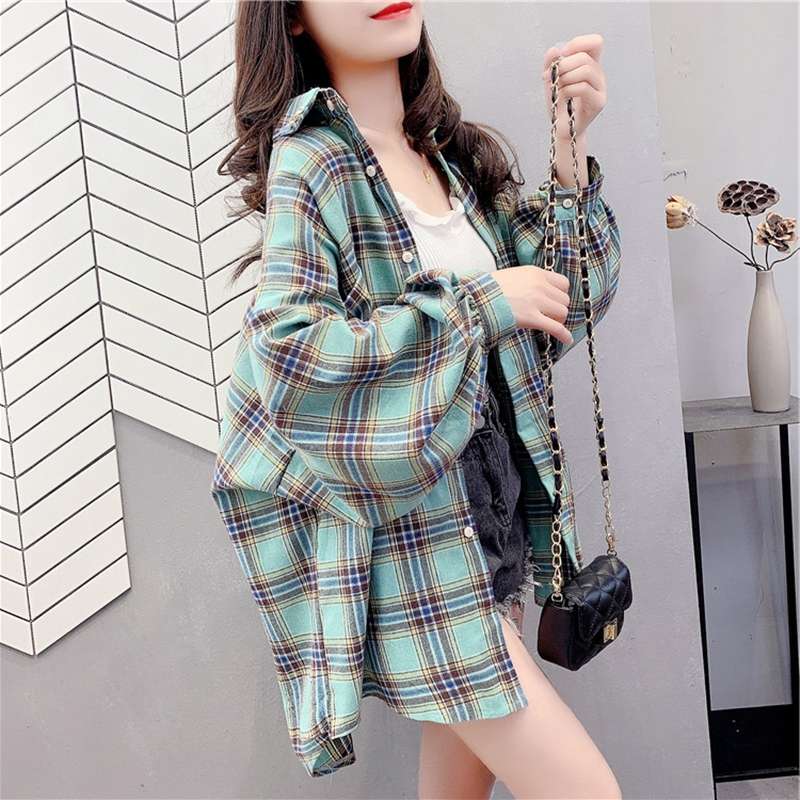 チェック柄シャツ ゆったりチェック柄 オーバーサイズシャツ