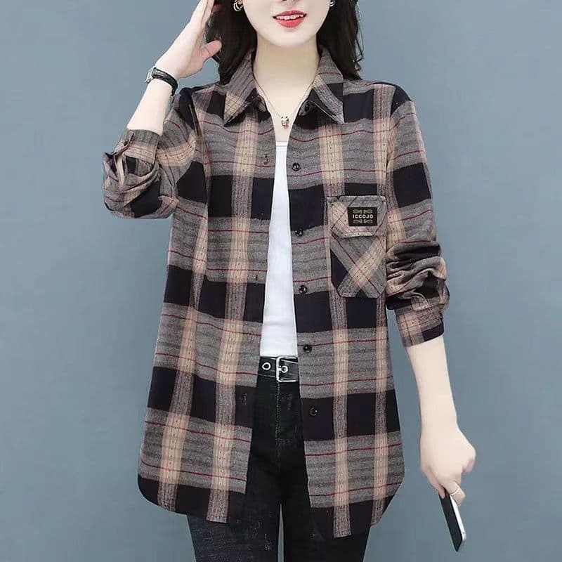 柄シャツ クラシカルチェックゆったりシャツ