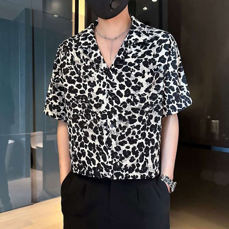 ヒョウ柄シャツ 夏向けアニマルルーズシャツ