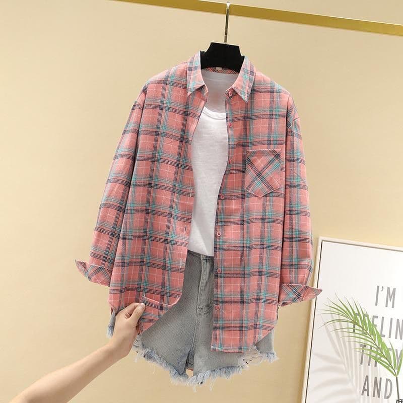 柄シャツ クラシカルチェックゆったりシャツ
