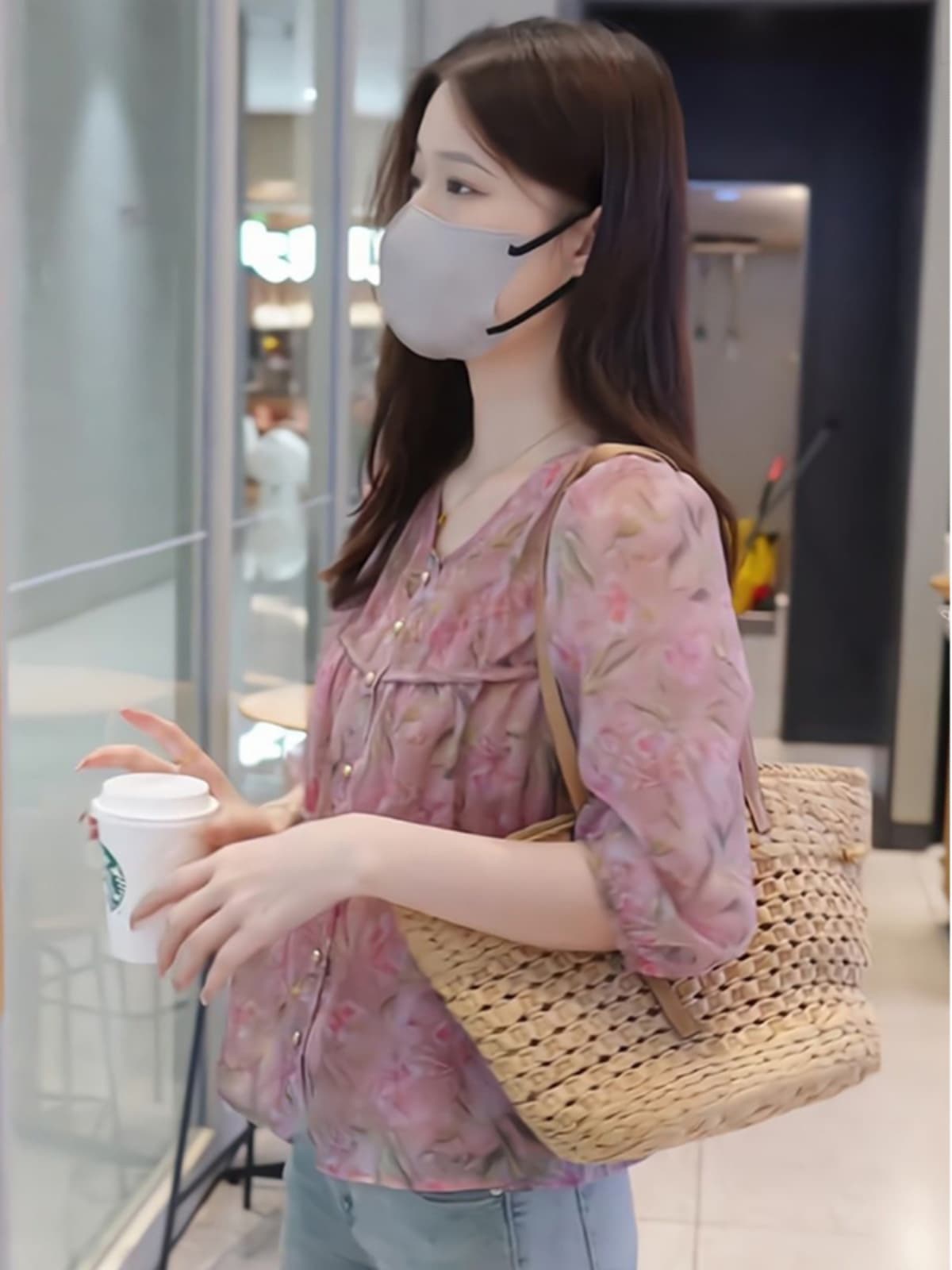 柄シャツ 柄シャツ 優美な花園ギャザーブラウス