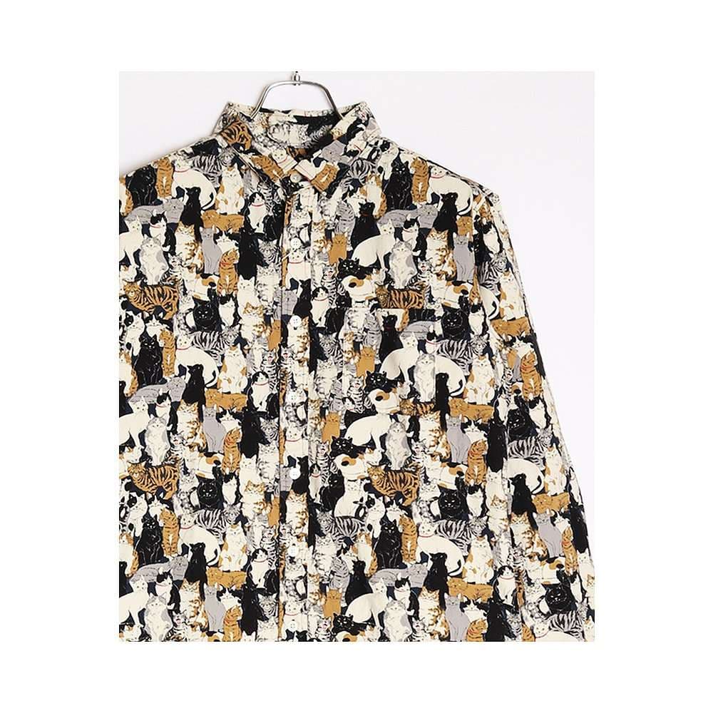 柄シャツ 愛らしい猫づくしシャツ
