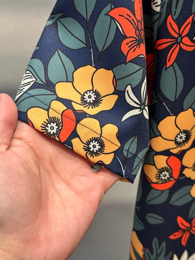 柄シャツ 華やか菊花ボタニカル半袖シャツ