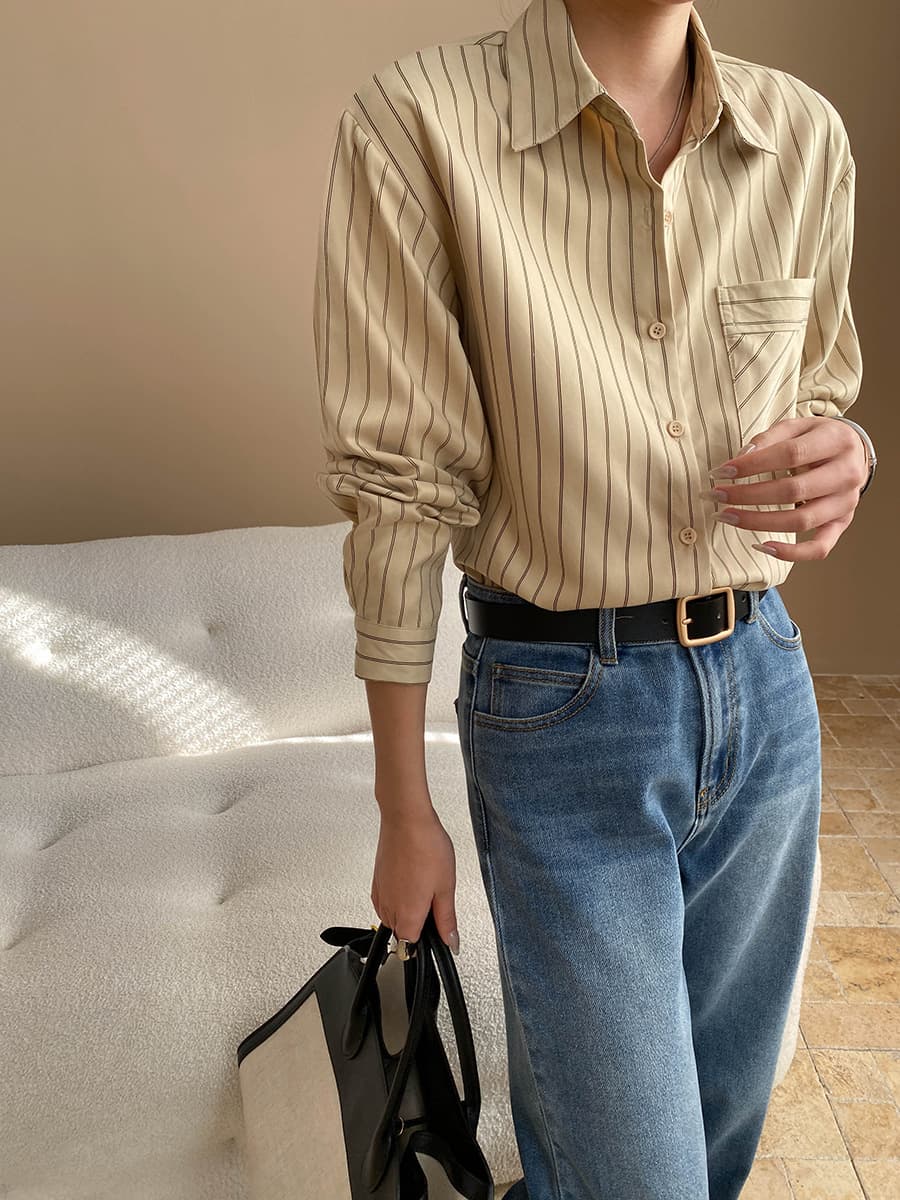 柄シャツ クラシックストライプシャツ