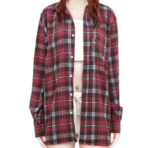 柄シャツ ゆったりチェック柄シャツワンピース