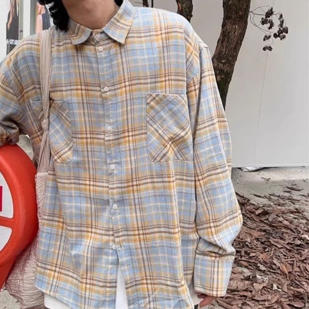 柄シャツ ゆったりチェック柄シャツ
