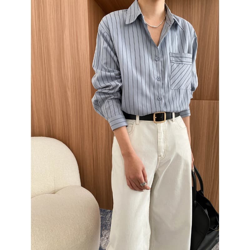 柄シャツ クラシックストライプシャツ