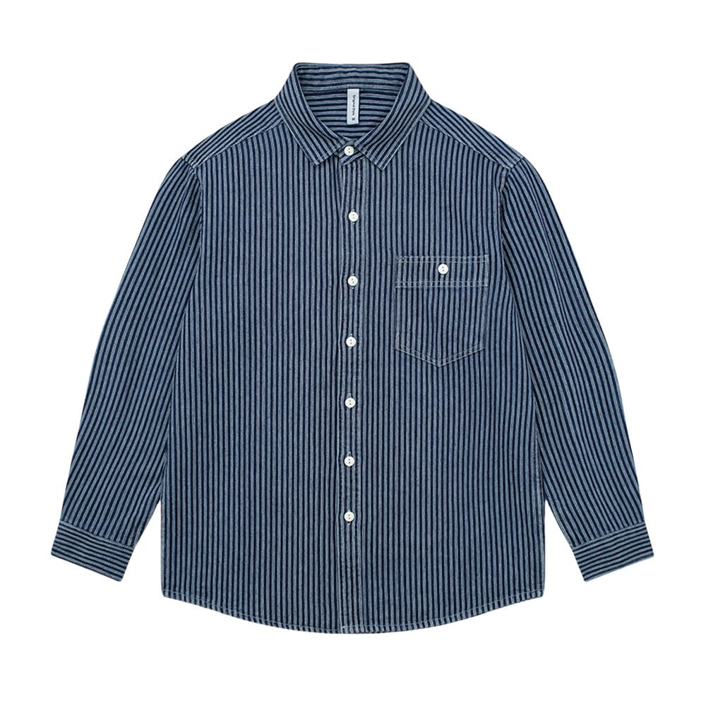 柄シャツ しなやかストライプ シャツジャケット