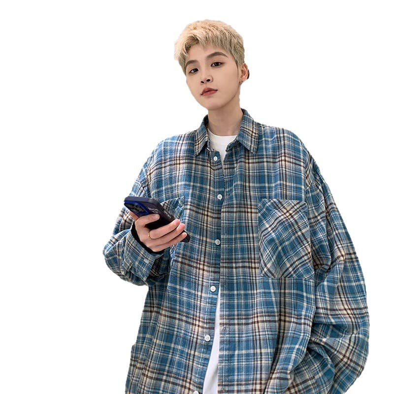 柄シャツ ゆったりチェック柄シャツ
