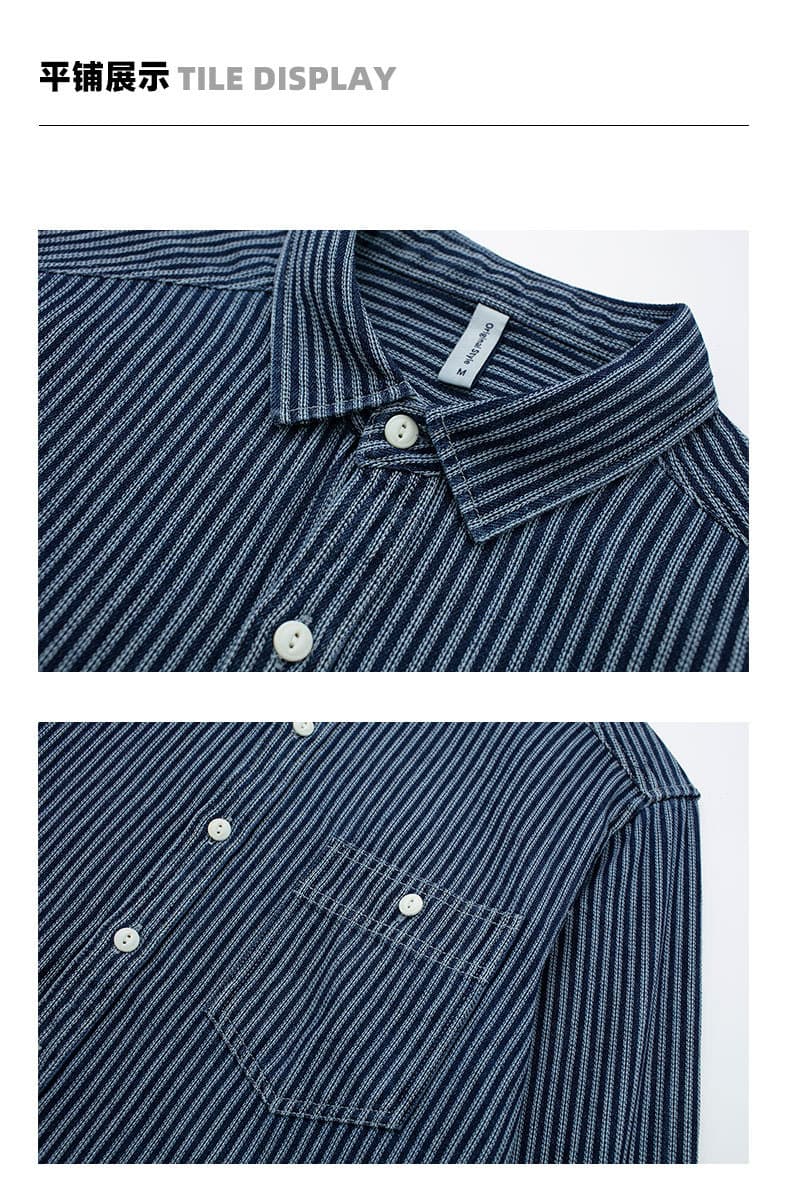 柄シャツ しなやかストライプ シャツジャケット