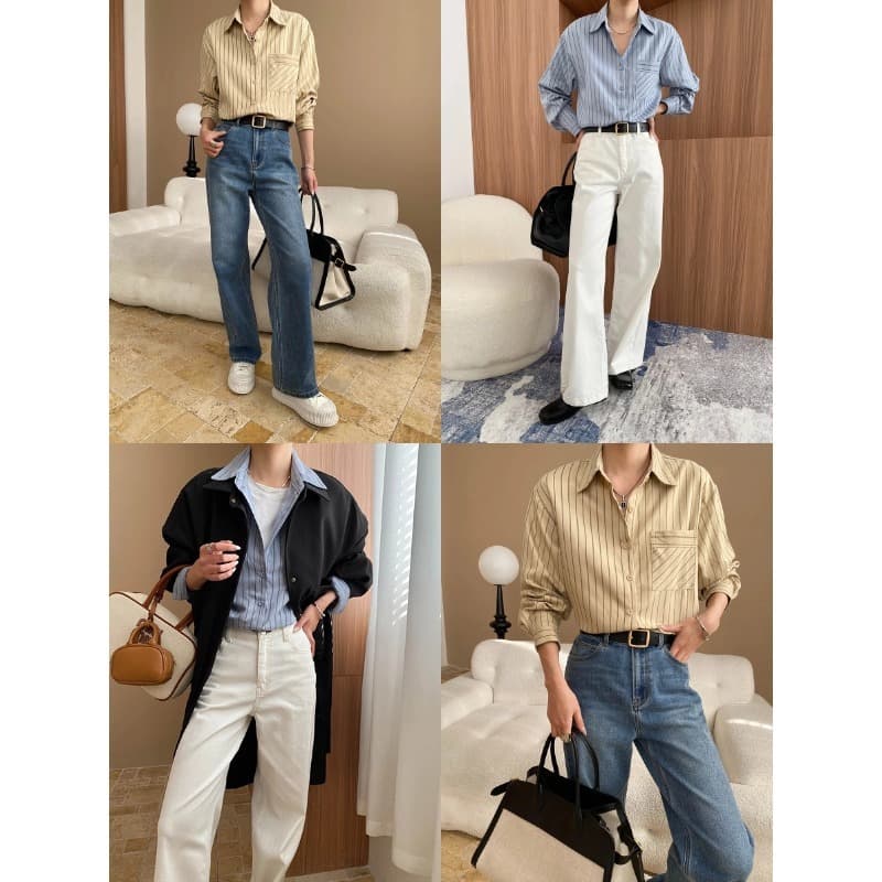 柄シャツ クラシックストライプシャツ
