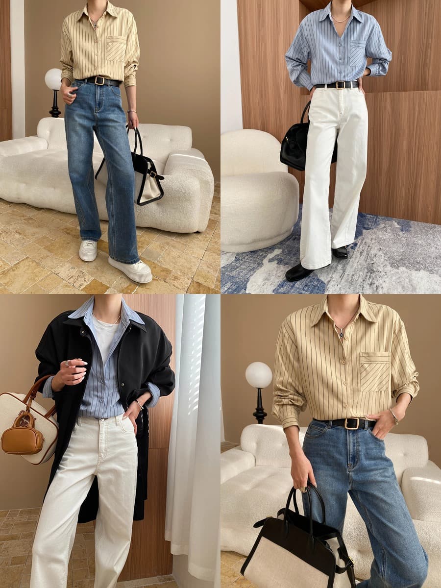 柄シャツ クラシックストライプシャツ