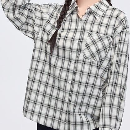 柄シャツ 結び目アレンジチェック柄シャツ