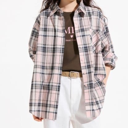 柄シャツ 柄シャツ 格子模様の贅沢綿シャツ