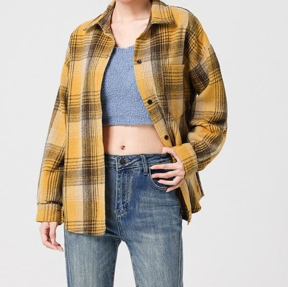 柄シャツ 北欧風ゆったりチェック柄シャツ
