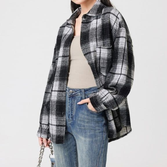 柄シャツ 北欧風ゆったりチェック柄シャツ