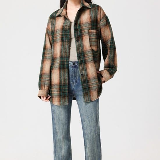柄シャツ 北欧風ゆったりチェック柄シャツ