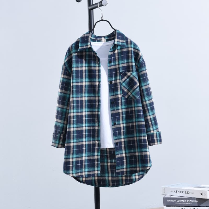 柄シャツ 優美チェック柄オーバーシャツ